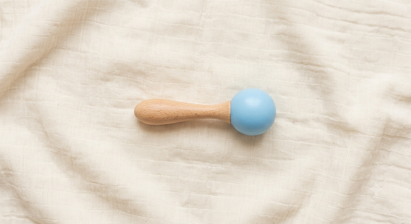 Wooden rattle motif, Kiddo Kingdom 0 to 12 months