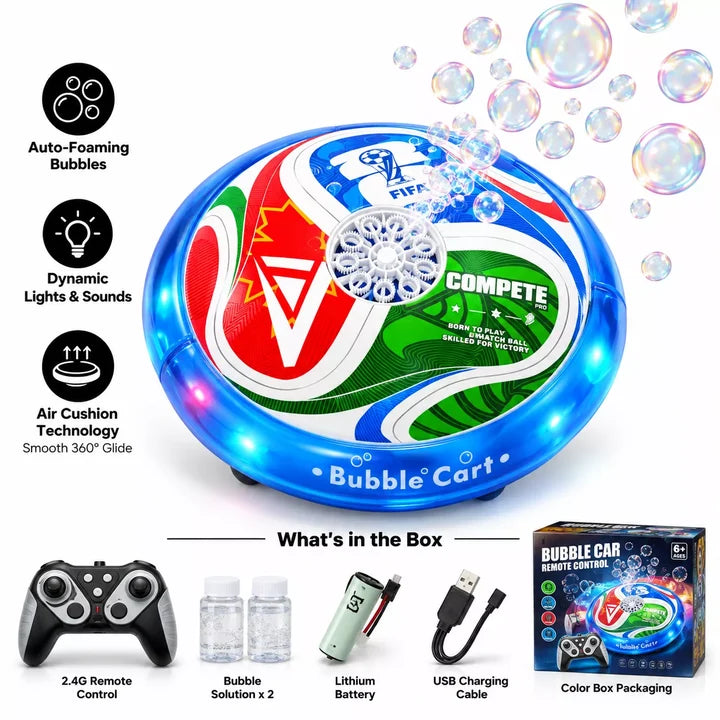 Bubble car — hovers, spins and blows bubbles