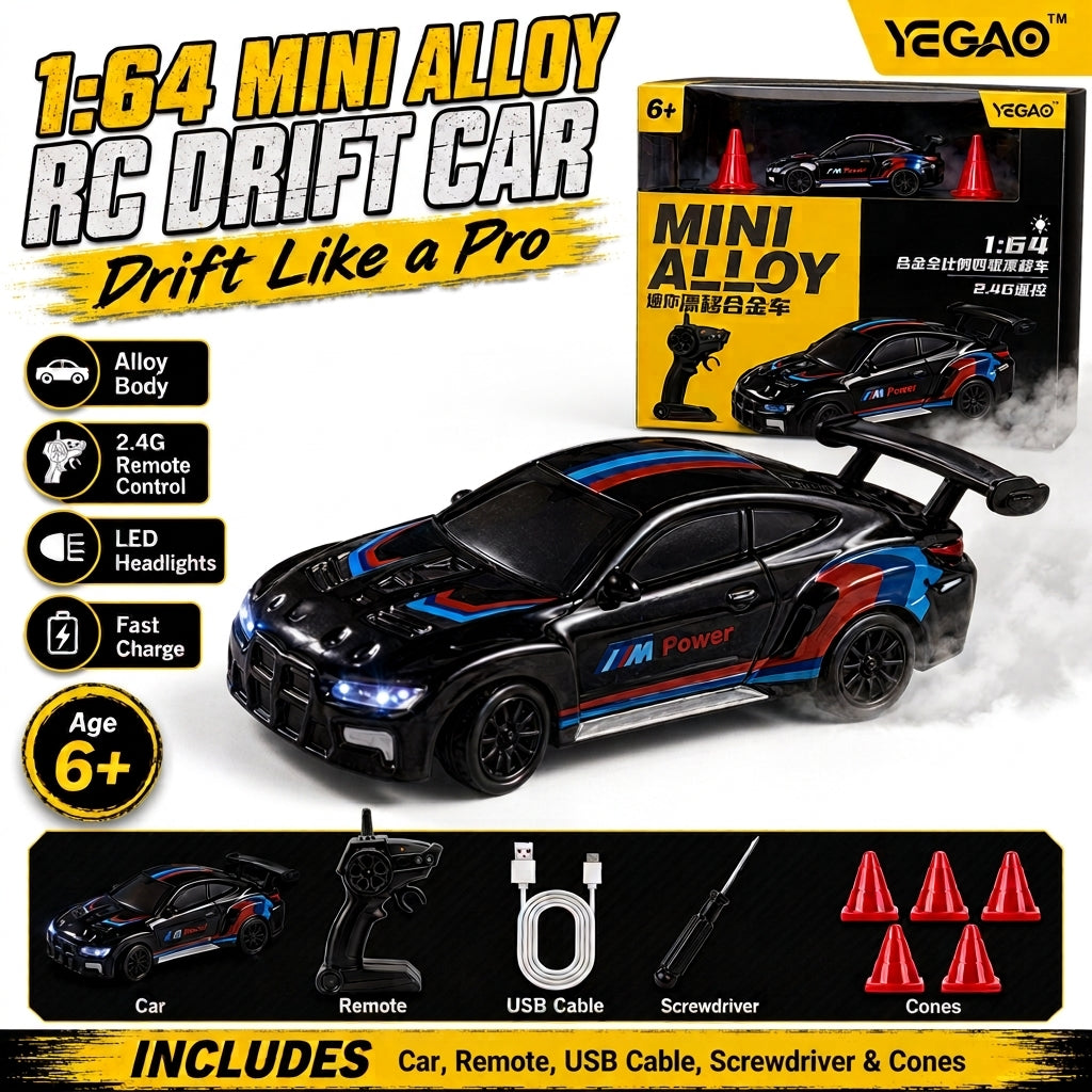 RC drift car — 1:64 alloy body