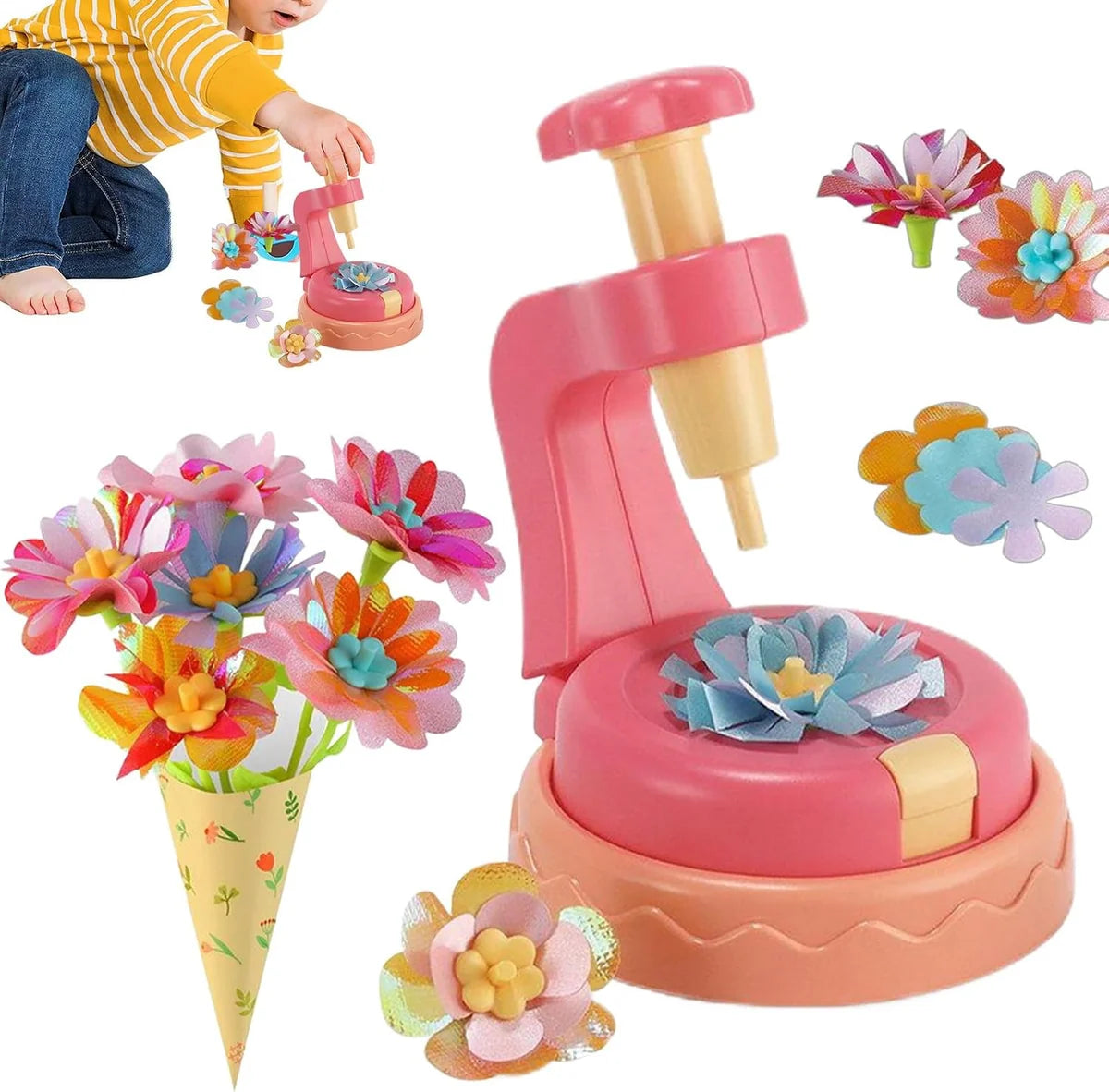 Flower making kit — press machine, petals, stems and wrapping paper