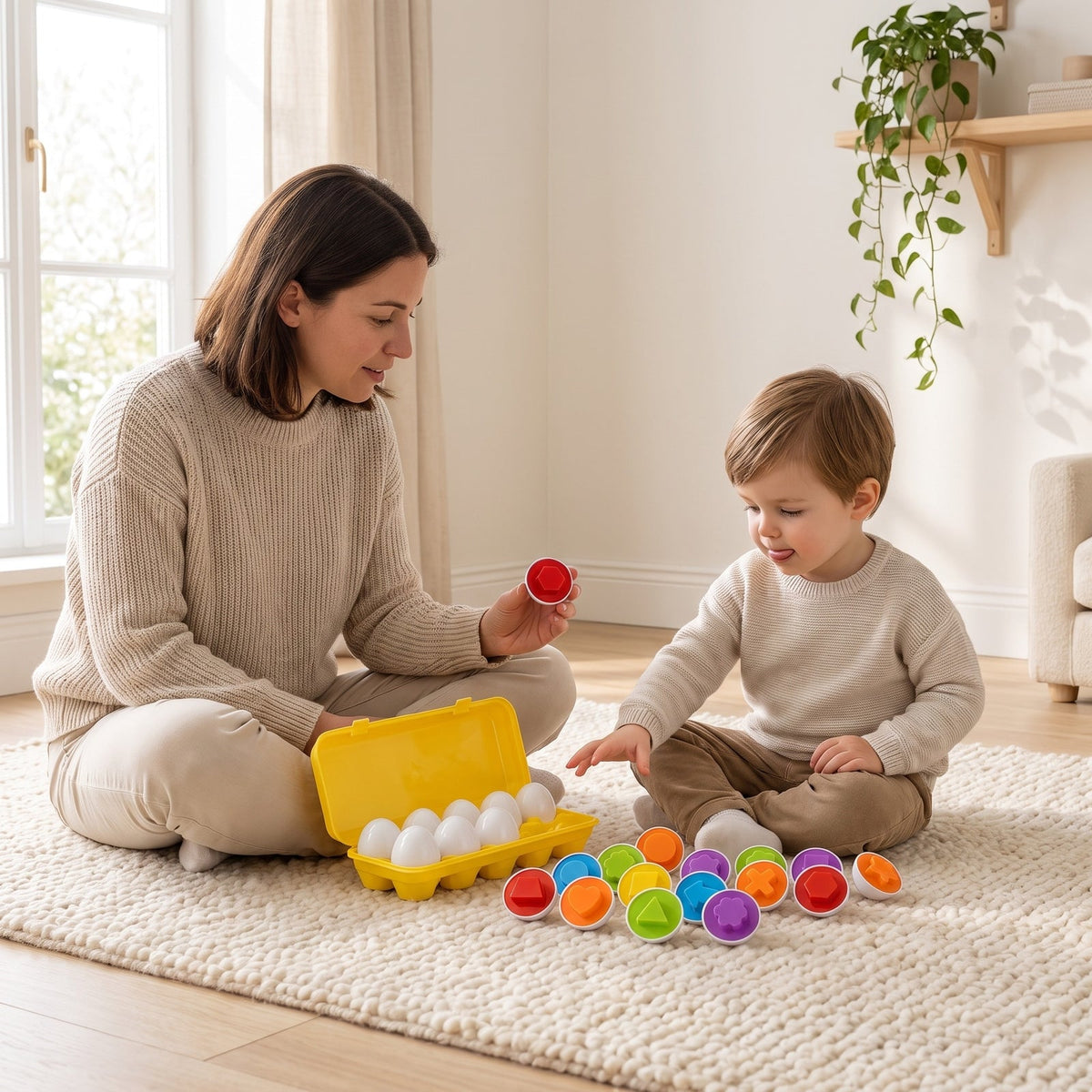 Matching eggs — 12 shapes, 12 colours