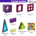 Magnetic tiles — 32 pieces, letters and numbers included
