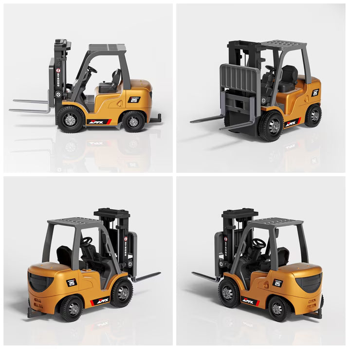 RC forklift — metal forks, swappable crane arm